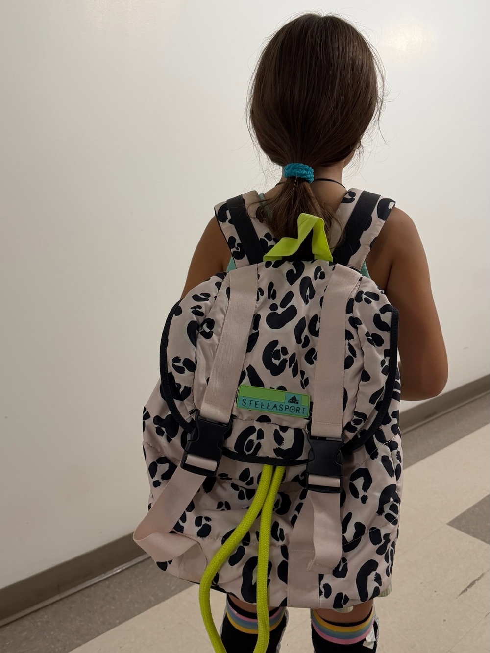 adidas StellaSport Leopard Print Backpack with Neon Green Accents - Picture 3 of 10